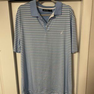 Nautica White and Blue Stripes Polo